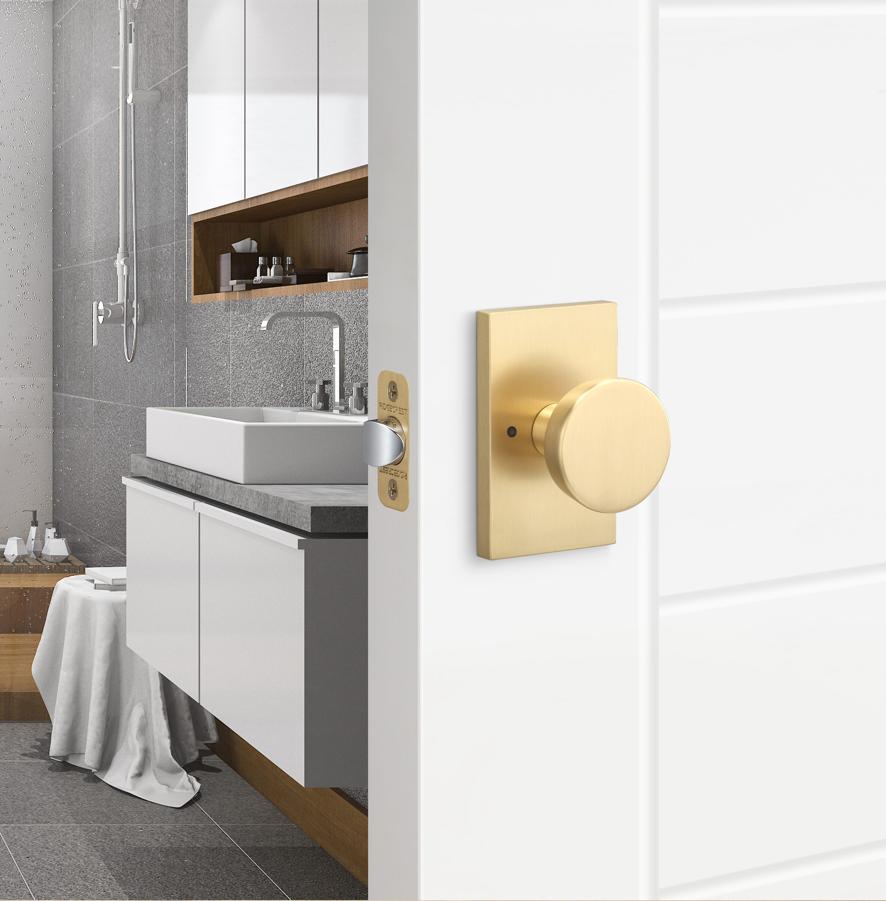 Satin Brass Interior Privacy door knob Single pack - Image 3