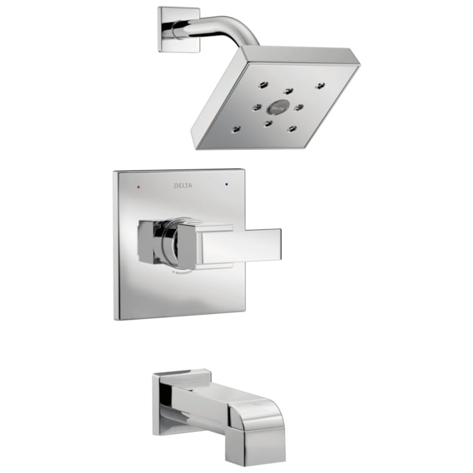 Delta Ara Chrome 1-handle Single Function Square Bathtub and Shower Faucet Valve Included