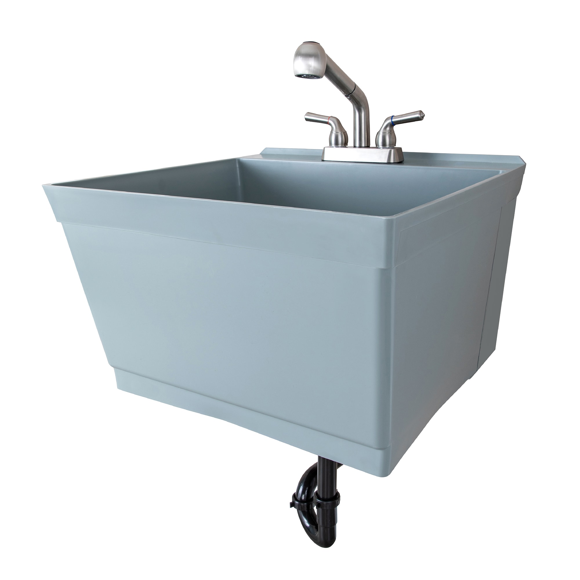 23.5-in x 22.875-in 1 -Basin Gray Wall mount Utility tub with Drain with Faucet