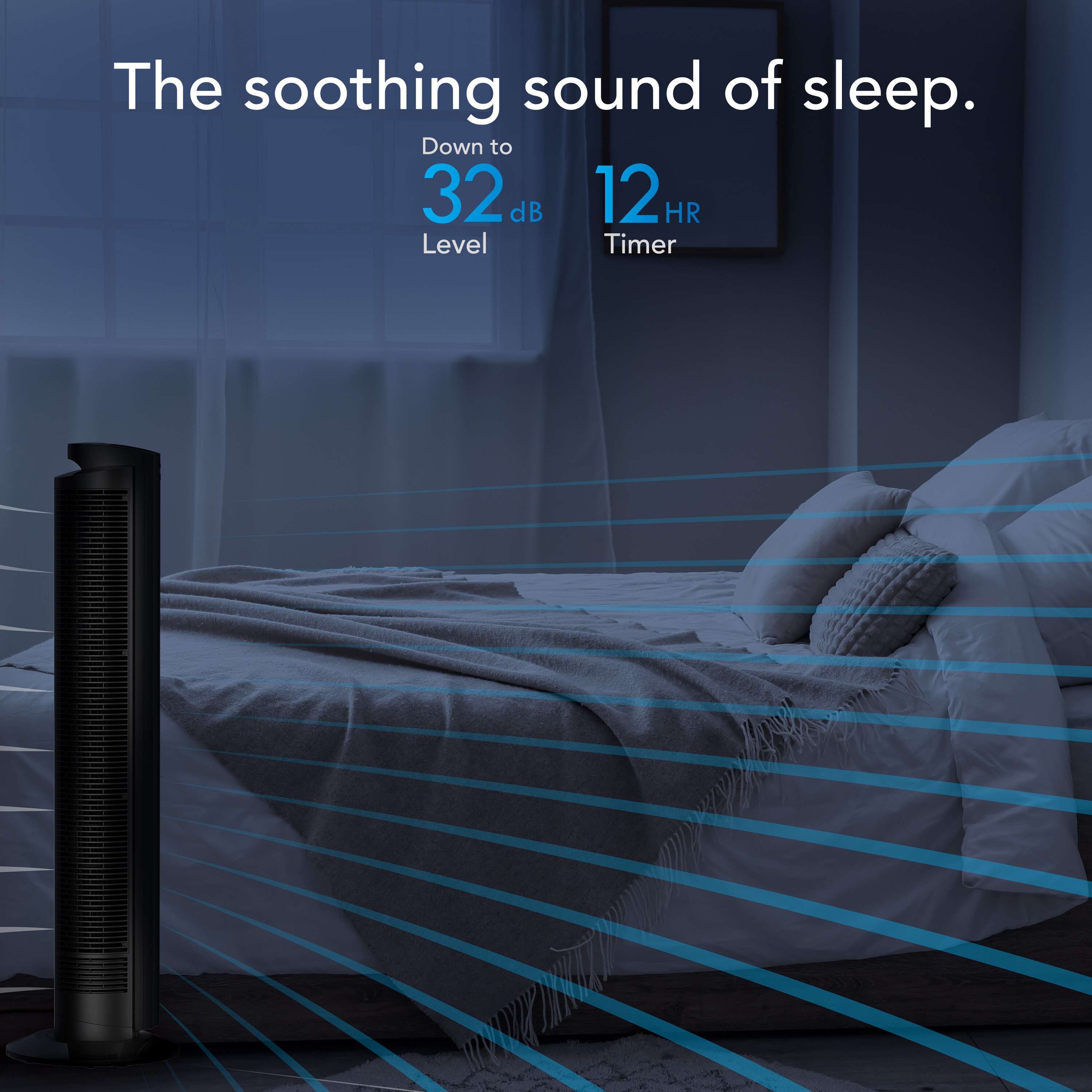 42.22-in 120 -Volt High Velocity Indoor Black Oscillating Tower Fan with Remote Battery(s) Included and - Image 3