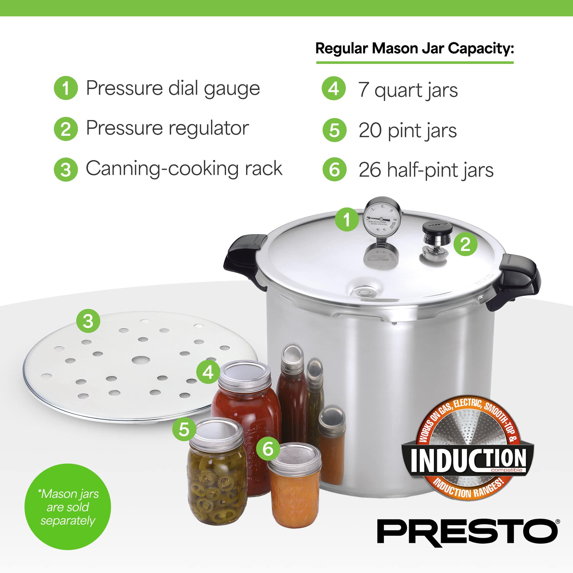 24 Quart Pressure and Boil Canner Induction Capable Aluminum Silver - Image 3