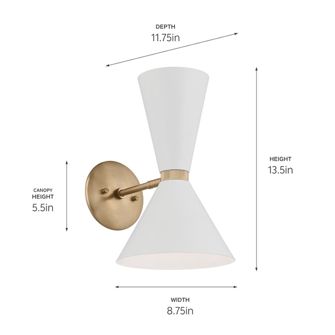 Kichler Phix 8.75-in W 2-Light Multiple Finishes Gold Modern/Contemporary Incandescent Wall Sconce - Image 9