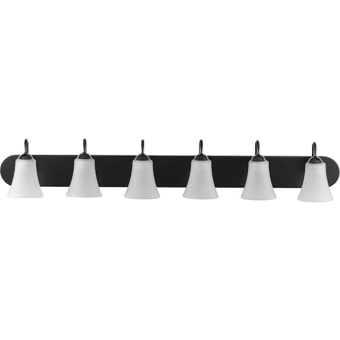 Progress Lighting Classic 48-in 6-Light Matte Black Transitional Vanity Light - Image 4