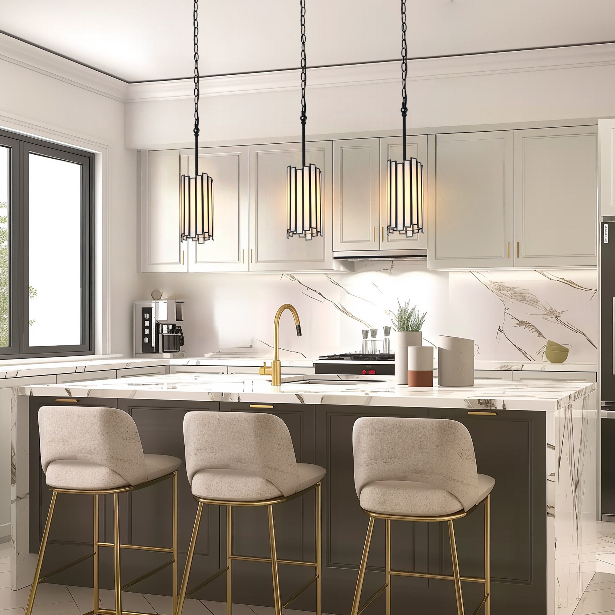 Hemaaolay 1 -Light Matte Black and White Art Glass Modern/contemporary Art glass Geometric Mini Hanging Pendant light - Image 2