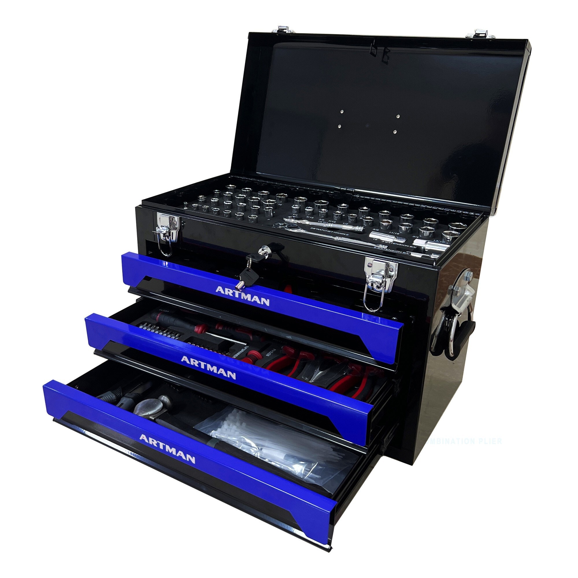 94 -Piece Standard (SAE) and Metric Powder-coated Mechanics Tool Set with Hard Case