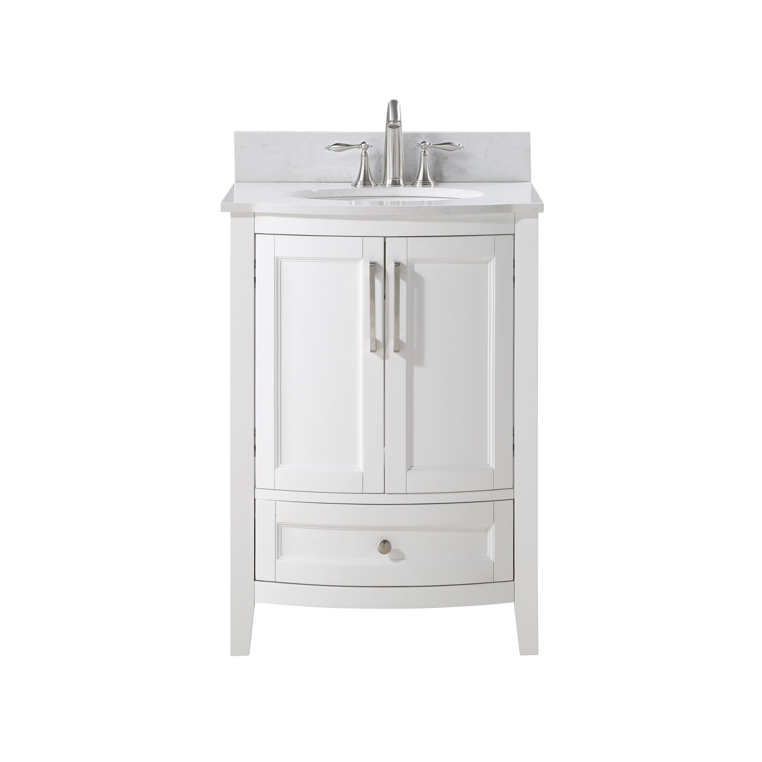 Harper 24-in White Undermount Single sink Bathroom Vanity with Carrara Cultured Marble Cultured marble Top