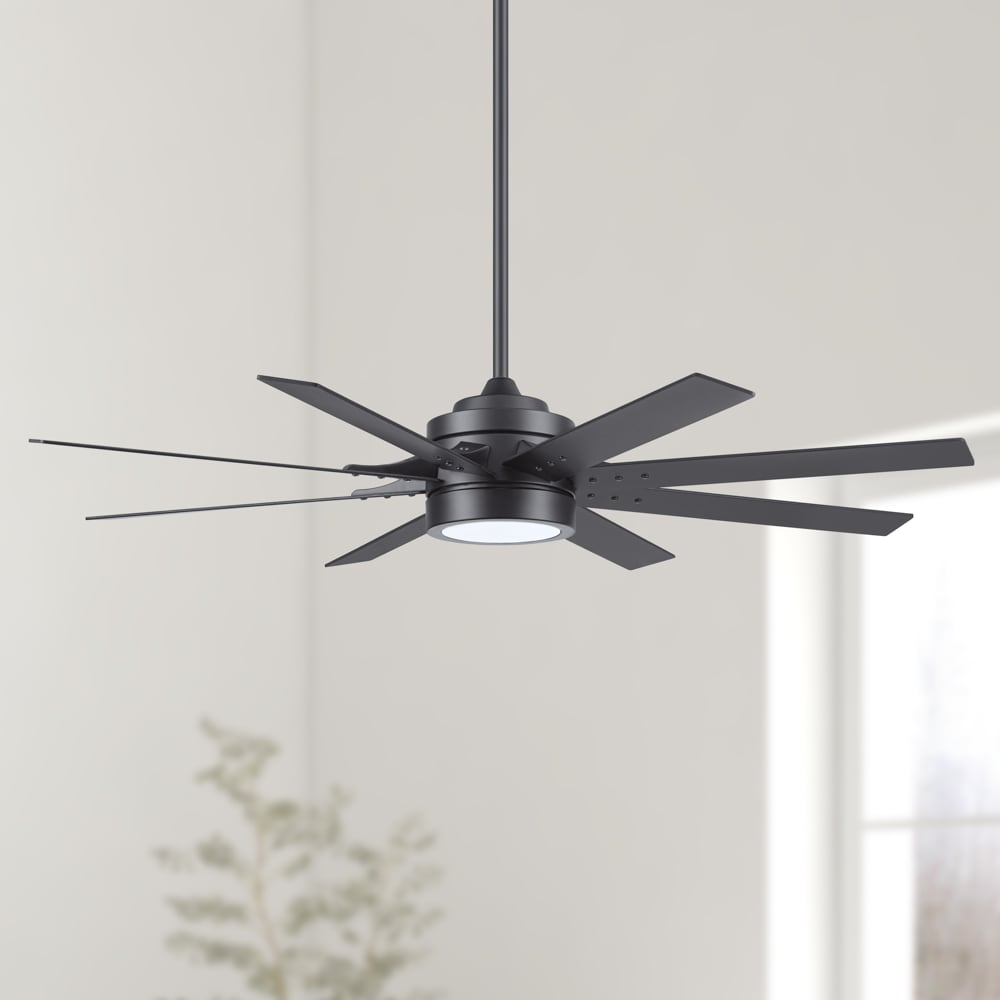 Xerxes 62-in Color-Changing Integrated LED Black with Matte Black/Ash Blades Ceiling Fan With Light - Remote Included ( 8 -Blade )