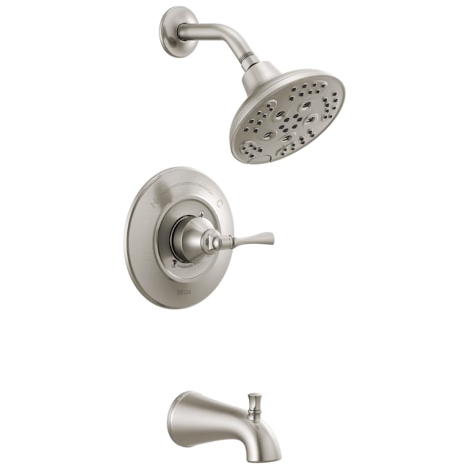 Delta Archdale Spotshield Brushed Nickel 1-handle Multi-function Round Bathtub and Shower Faucet Valve Included