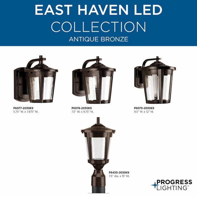 Progress Lighting East Haven LED 9.75-in H Antique Bronze Integrated LED Outdoor Wall Light - Image 7
