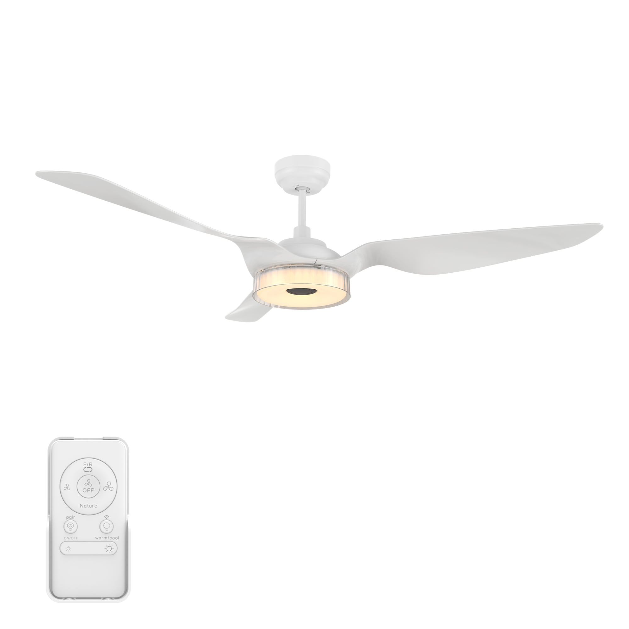 Finley 60-in Integrated LED Smart White with White Blades Ceiling Fan With Light - Remote Included ( 3 -Blade )