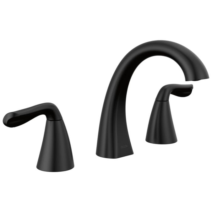 Delta Arvo Matte Black Widespread 2-Handle WaterSense Bathroom Sink Faucet with Drain