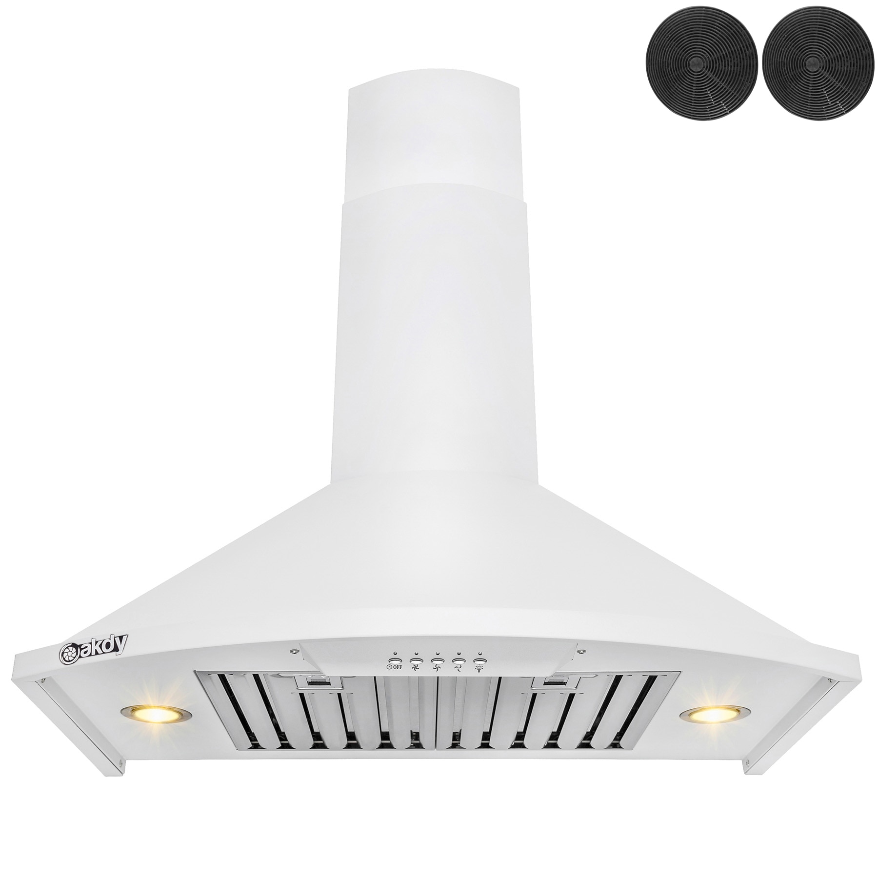 30 inch Convertible 343-CFM White Wall-Mounted Range Hood with Charcoal Filter