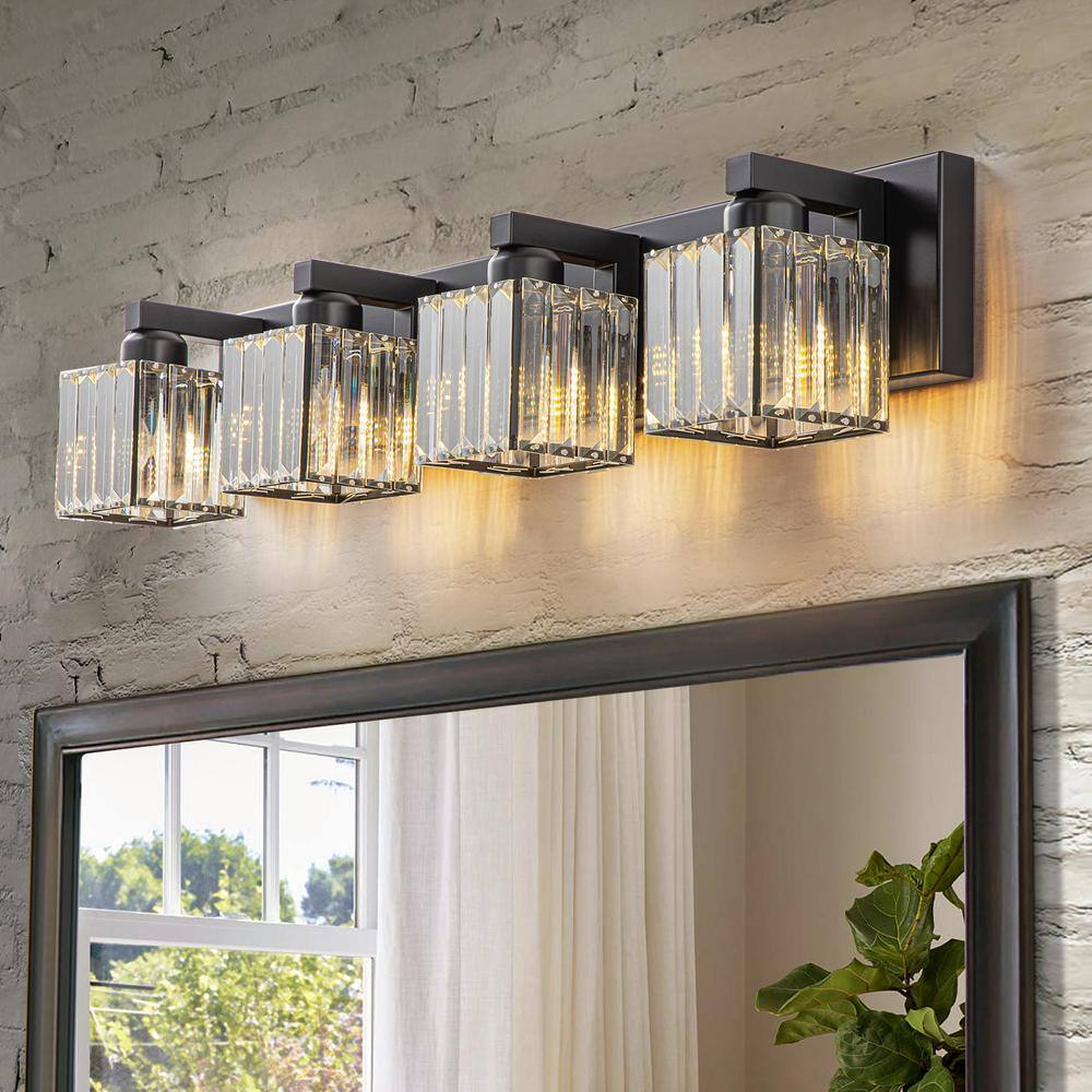 27.5-in 4 -Light Matte Black Modern/contemporary Vanity light