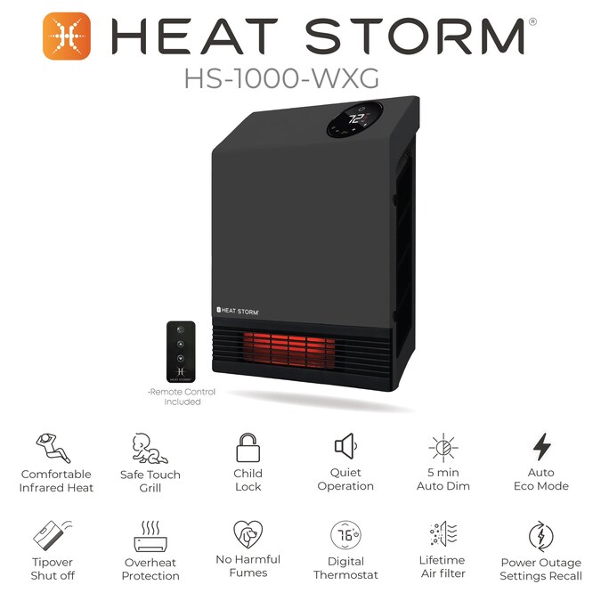 Heat Storm Up to 1000-Watt Infrared Cabinet Indoor Electric Space Heater with Thermostat and Remote Included - Image 6