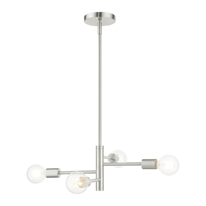 Livex Lighting Bannister 4-Light Brushed Nickel Modern/Contemporary Damp Rated Chandelier