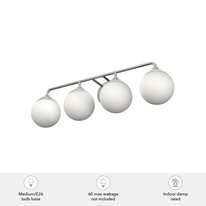 Hunter Hepburn 30-in 4-Light Brushed Nickel LED Glam Vanity Light Bar - Image 6