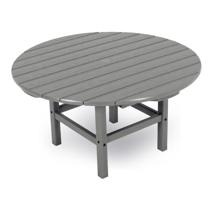 POLYWOOD Tables Round Outdoor Coffee Table 38-in W x 38-in L with Umbrella Hole