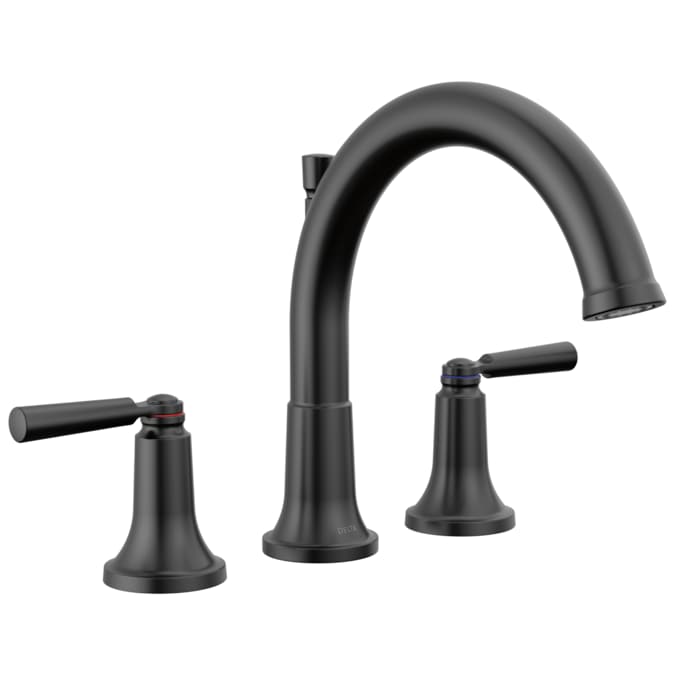 Delta Saylor Matte Black 2-handle Deck-mount Roman Mid-arc Bathtub Faucet