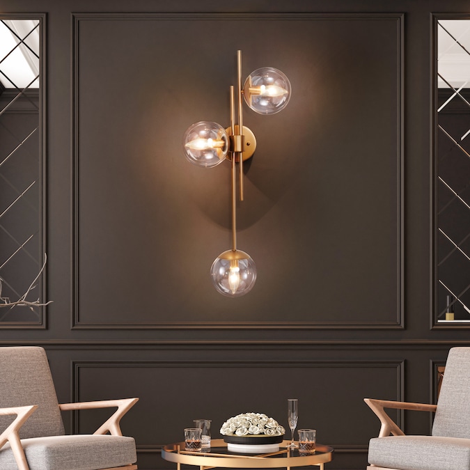 LNC Ellan 12-in W 3-Light Matte Gold Modern/Contemporary LED Wall Sconce