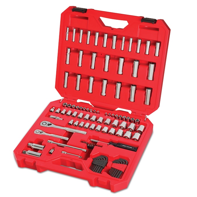 CRAFTSMAN 105-Piece Standard (SAE) and Metric Combination Polished Chrome Mechanics Tool Set with Hard Case