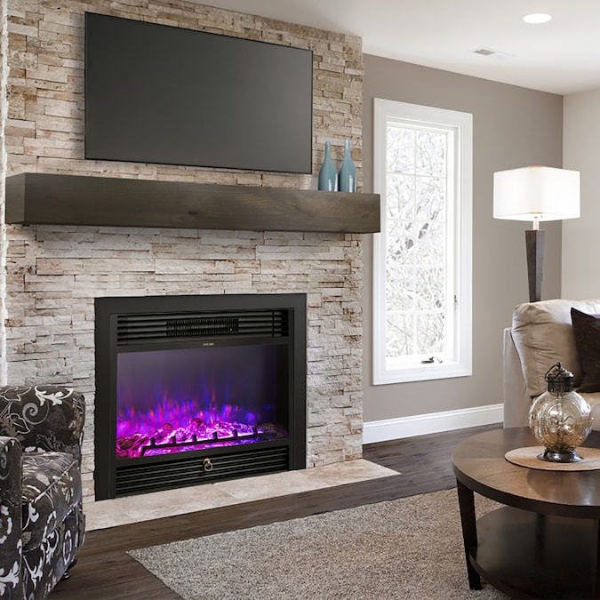 GZMR 28.5-in W Black LED Wall-mount Electric Fireplace with Remote Control Included