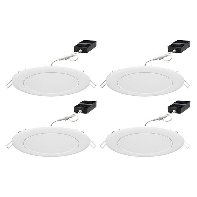 Juno Wafer Downlight Smart Bluetooth Compatibility White 6-in 1000-Lumen Switchable White Round Dimmable LED Canless Shower Recessed Downlight (4-Pack)