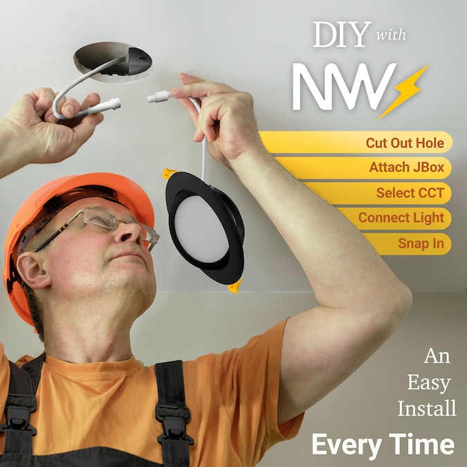 NUWATT Ultra Slim Gimbal Adjustable Lens Black 4-in 630-Lumen Switchable Round Dimmable LED Canless Recessed Downlight (12-Pack) - Image 11