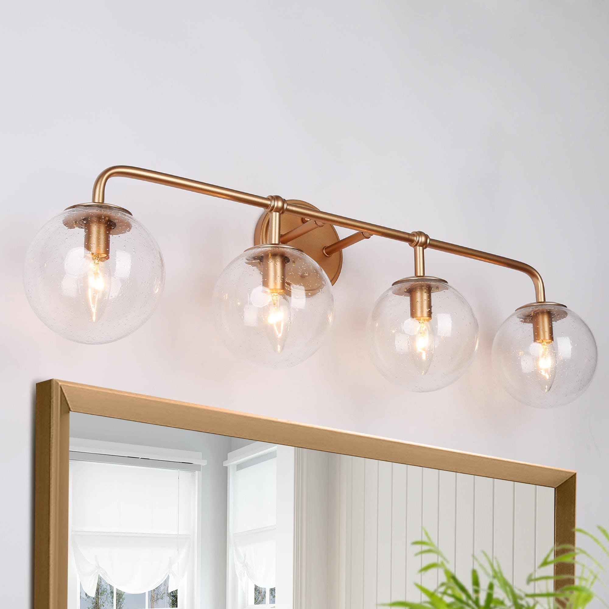 30.5-in 4 -Light Matte Gold Modern/contemporary Vanity light