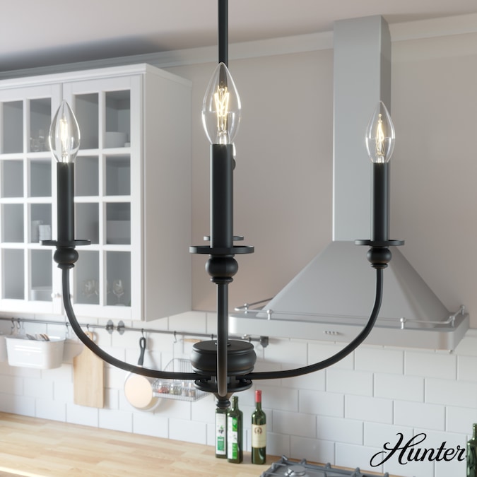 Hunter Southcrest 4-Light Matte Black Transitional LED Dry rated Chandelier