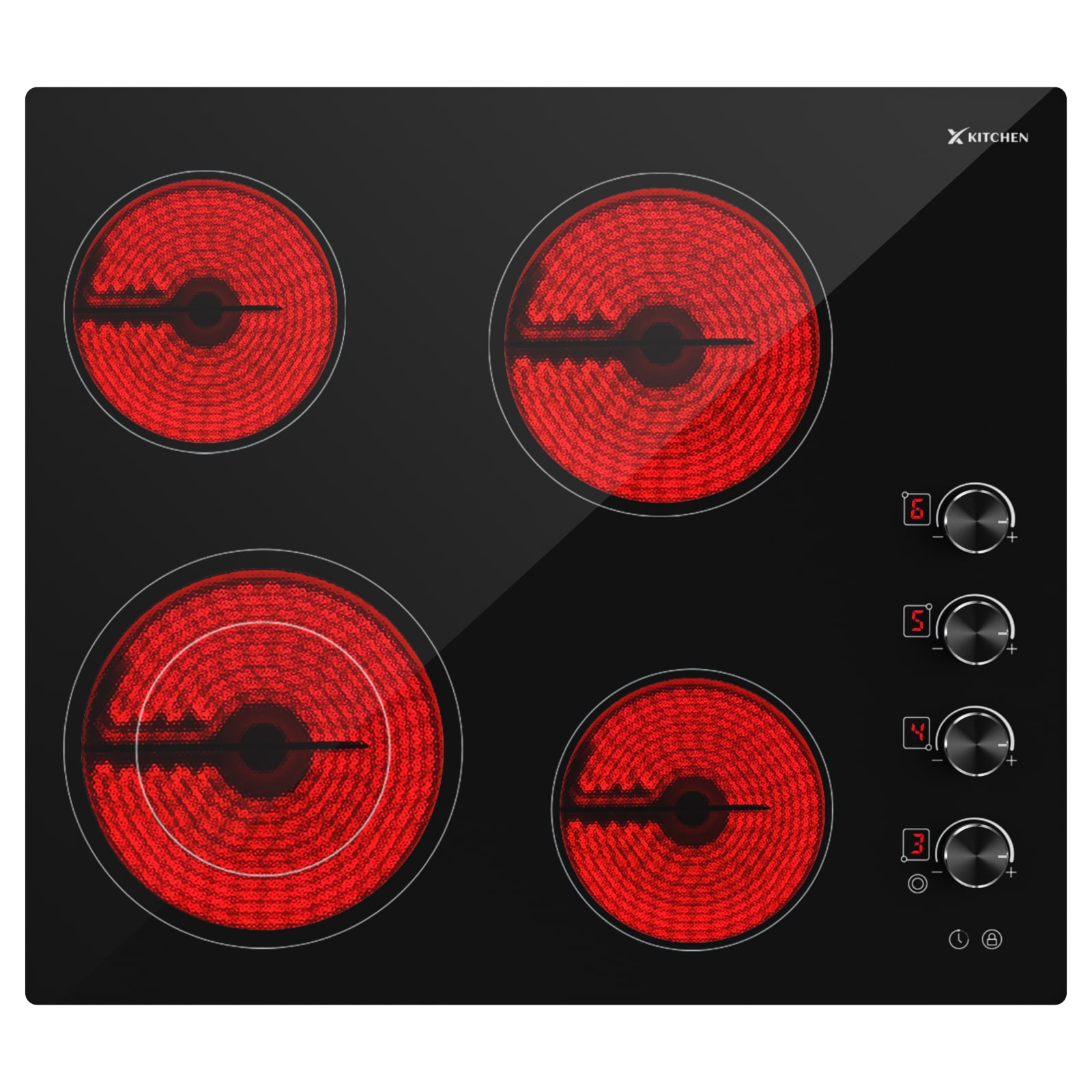 24-in 4 burners Smooth Surface (Radiant) Black Electric Cooktop