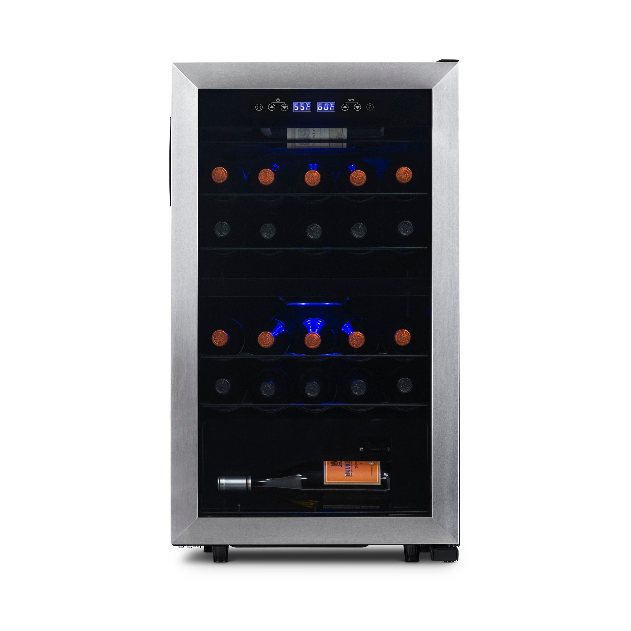 18.9-Inches W 28 -Bottles Black, Stainless Dual Zone Cooling Freestanding Indoor Wine Cooler