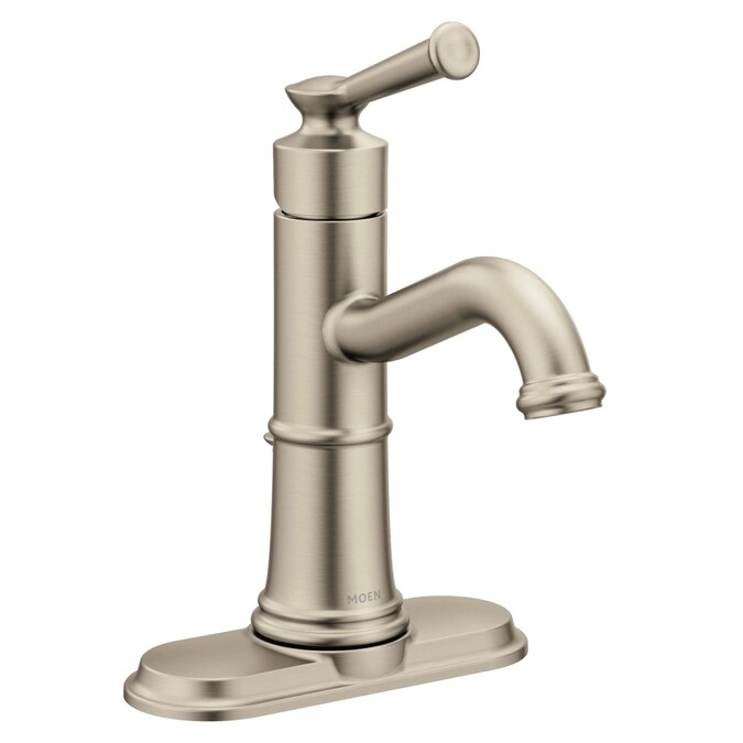 Moen Belfield Brushed Nickel Single Hole 1-Handle WaterSense Bathroom Sink Faucet with Drain and Deck Plate - Image 8