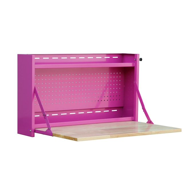 The Original Pink Box 32-in L Pink Butcher Block Adjustable Height Work Bench