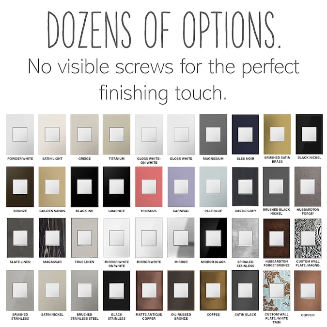 Legrand adorne 4-Gang Specialty Size Slate Linen Metal Indoor Screwless Square Wall Plate - Image 2