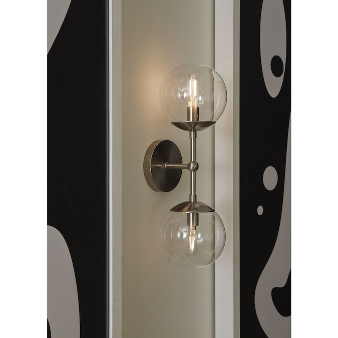 Progress Lighting Atwell 5.87-in W 2-Light Brushed Nickel Modern/Contemporary Led, Incandescent, Halogen Wall Sconce - Image 2