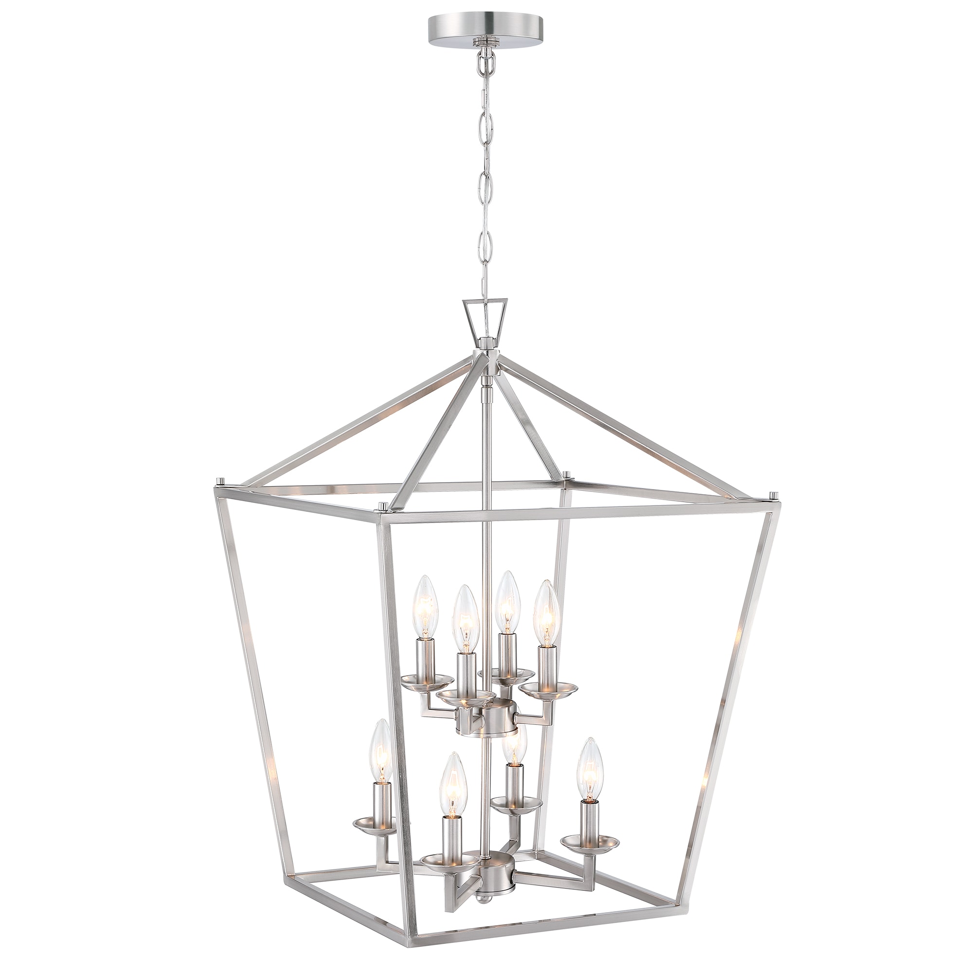 8 -Light Brushed Nickel Traditional Geometric Medium Hanging Pendant light