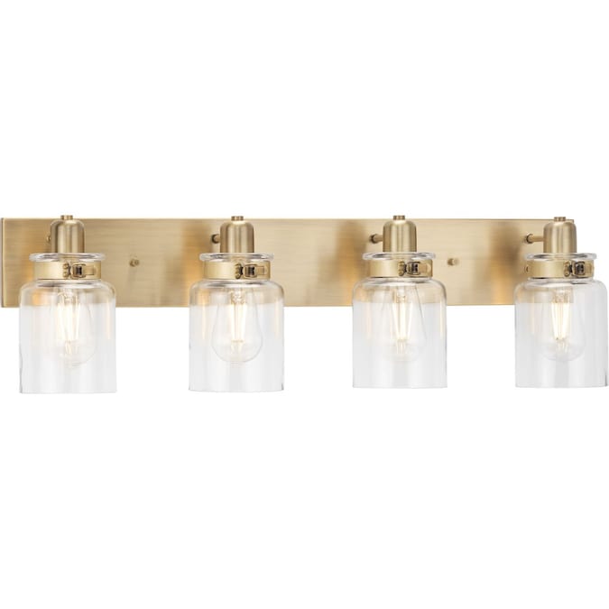 Progress Lighting Calhoun 30.5-in 4-Light Brass Farmhouse Vanity Light