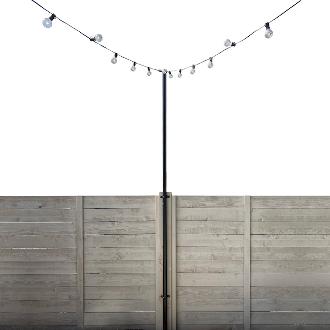 Allsop 9.5' Heavy-Duty String Light Pole Stand with Mounting Brackets for Fence or Deck Railing
