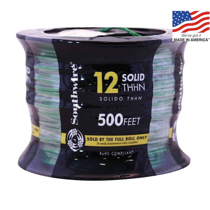 Southwire 500-ft 12-AWG Green Solid Copper Thhn Wire (By-the-roll)