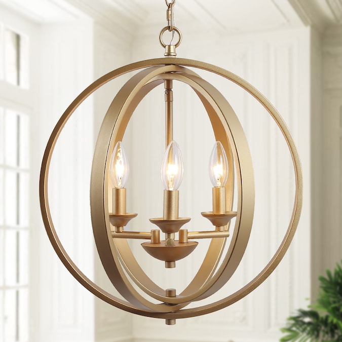 Uolfin 3-Light Matte Gold Modern/Contemporary LED Dry rated Chandelier