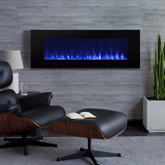 Real Flame 50-in W Black Fan-forced Wall-mount Electric Fireplace with Remote Control Included - Image 8