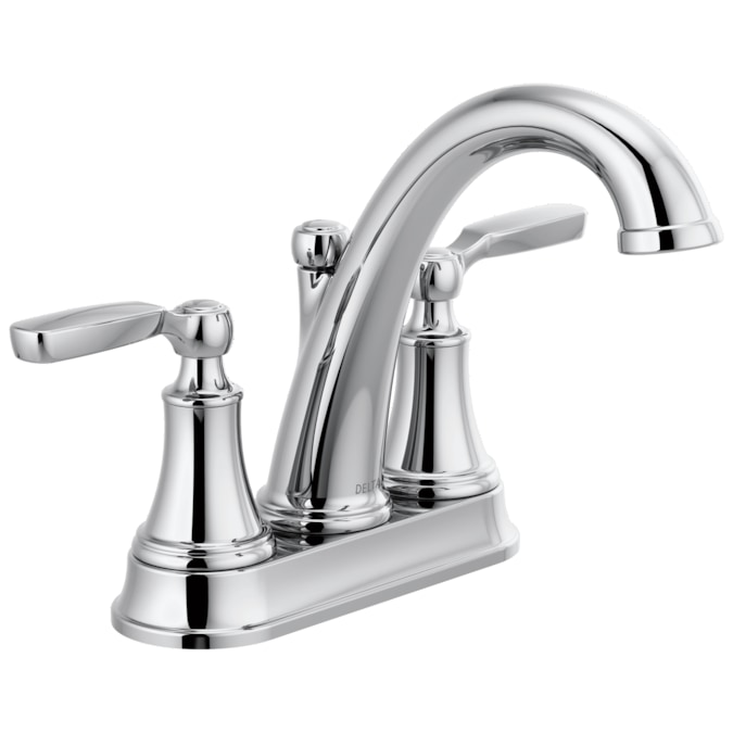 Delta Woodhurst Chrome 4-in centerset 2-Handle WaterSense Bathroom Sink Faucet with Drain