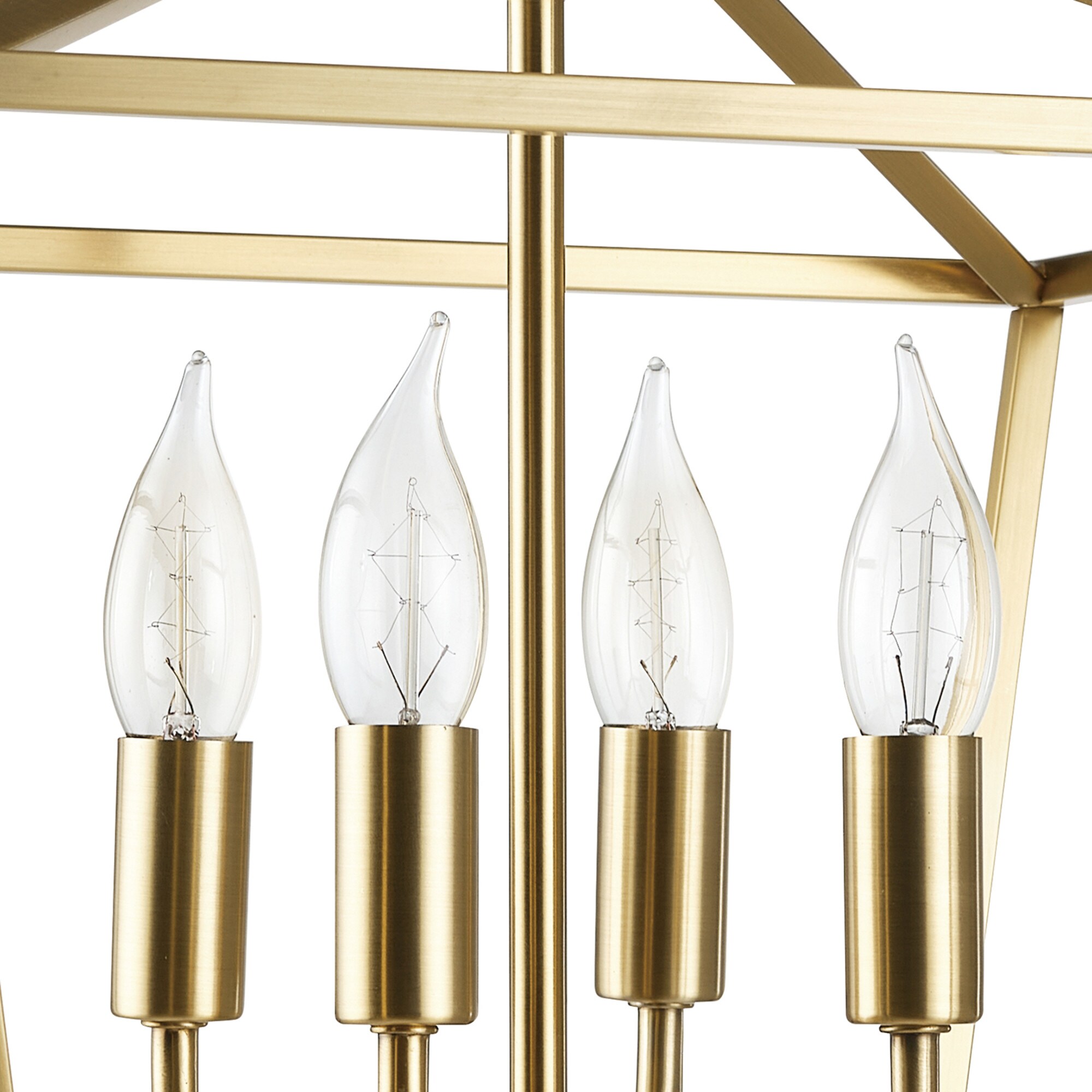 4 -Light 14-in Brass Semi Flush Mount Light - Image 7