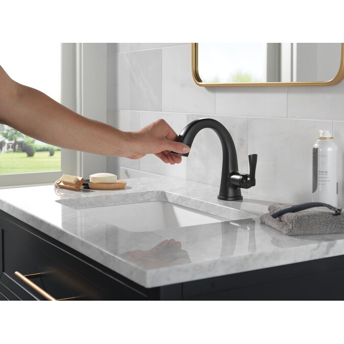 Delta Stryke Matte Black Single Hole 1-Handle WaterSense Pull-down Bathroom Sink Faucet with Drain and Deck Plate - Image 10