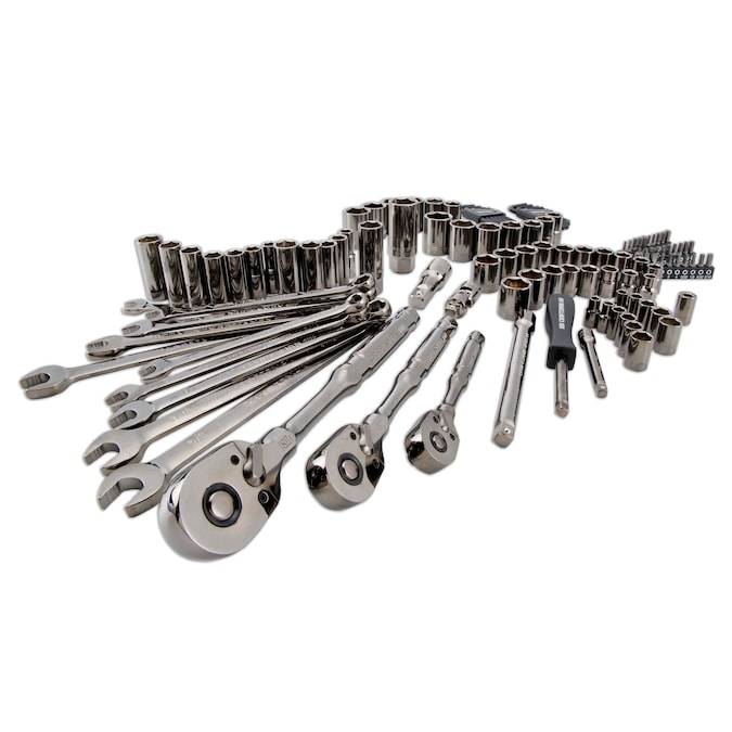 CRAFTSMAN OVERDRIVE 121-Piece Standard (SAE) and Metric Gunmetal Chrome Mechanics Tool Set with Hard Case