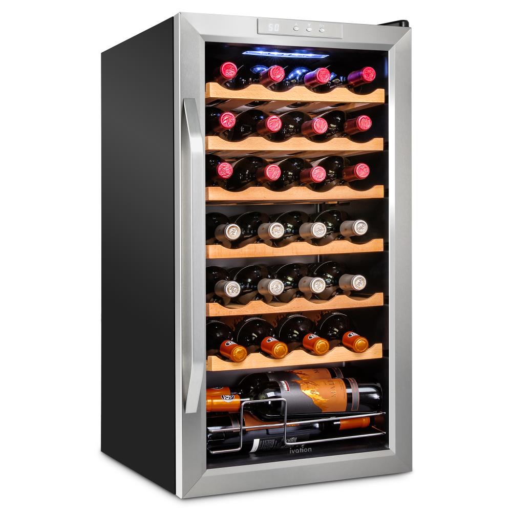 16.93-Inches W 28 -Bottles Stainless steel Freestanding Indoor Wine Cooler
