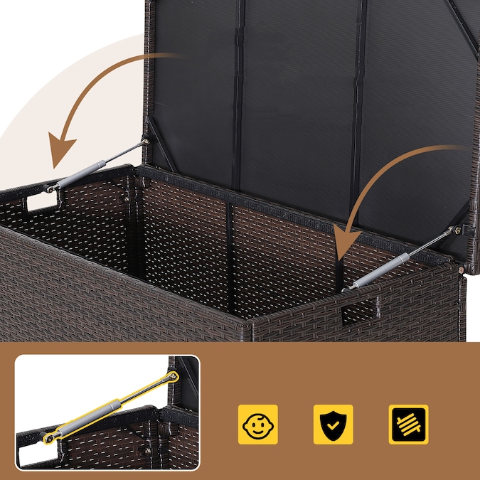 Goplus Made of premium rattan and high-strength steel, our storage case is of high stability and durability. With waterproof and zippered liner, it can keep all of your items in good condition. - Image 2