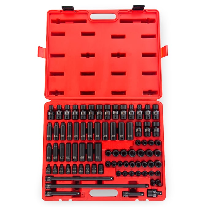SUNEX TOOLS 80-Piece Standard (SAE) and Metric 3/8-in Drive Set 6-point Impact Socket Set