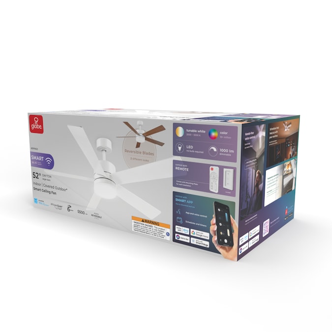 Globe Electric Dayton 52-in Color-Changing Integrated LED Outdoor Smart White with White Blades Ceiling Fan With Light - Remote Included ( 5 -Blade ) - Image 12