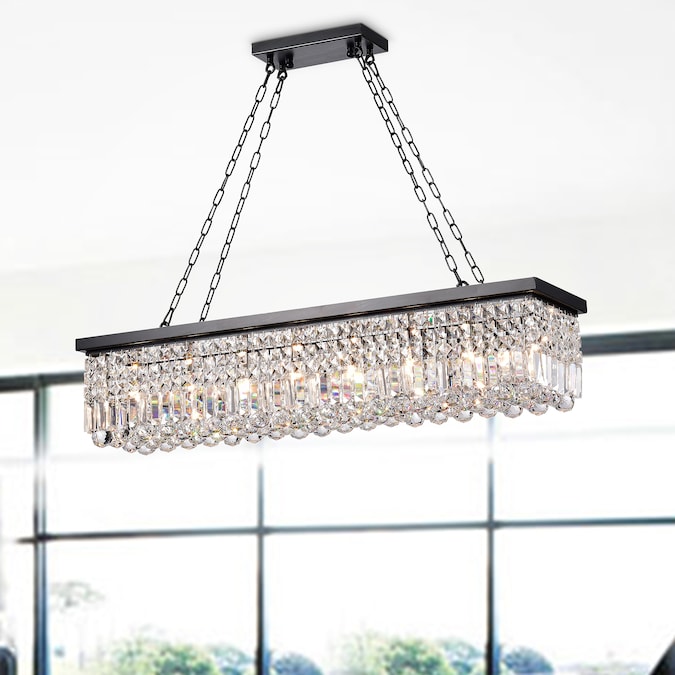 KINWELL Contemporary chandelier 8-Light Black Modern/Contemporary Damp Rated Chandelier
